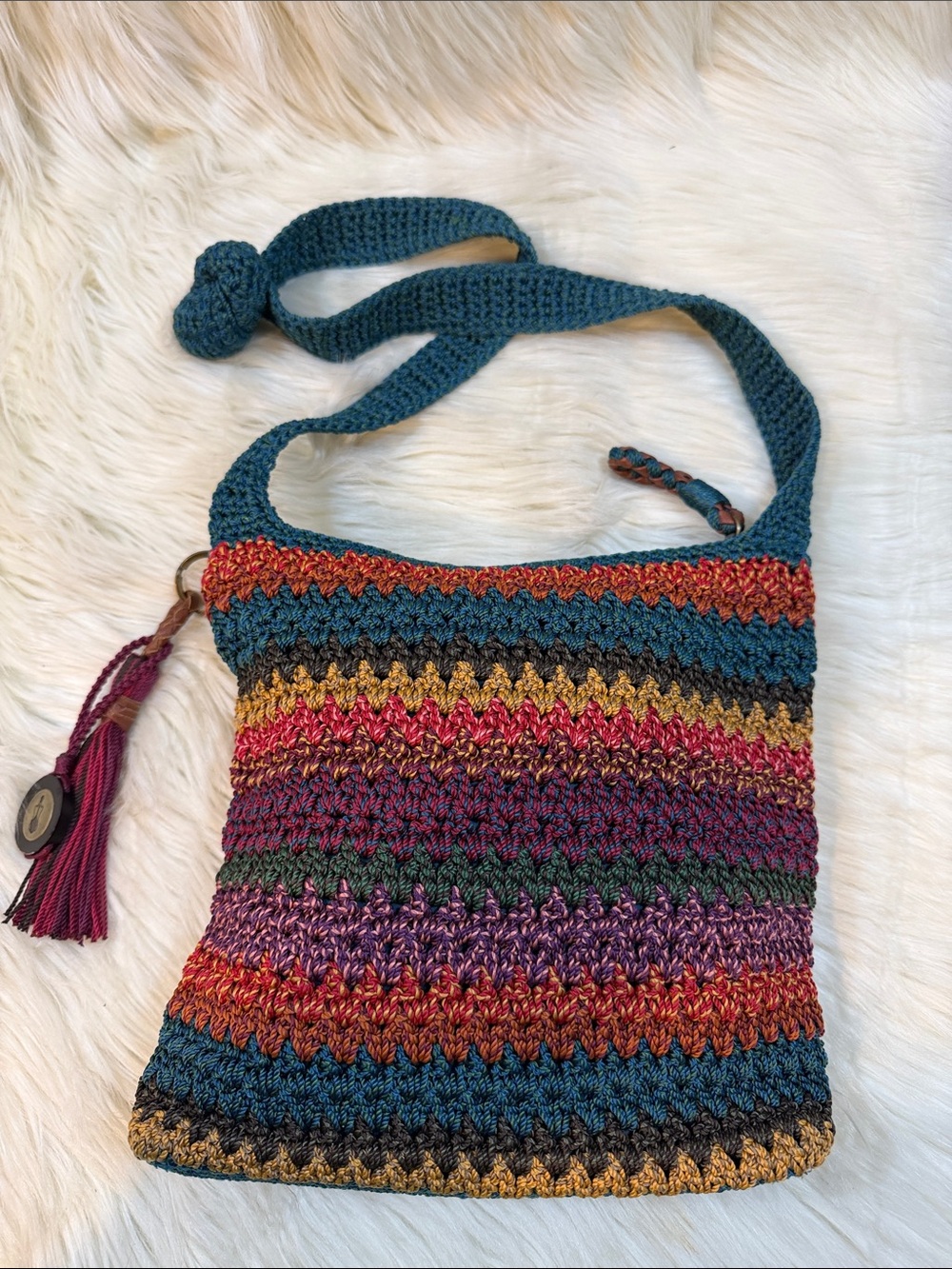 The Sak Handwoven Multicolor Crochet Shoulder Bag